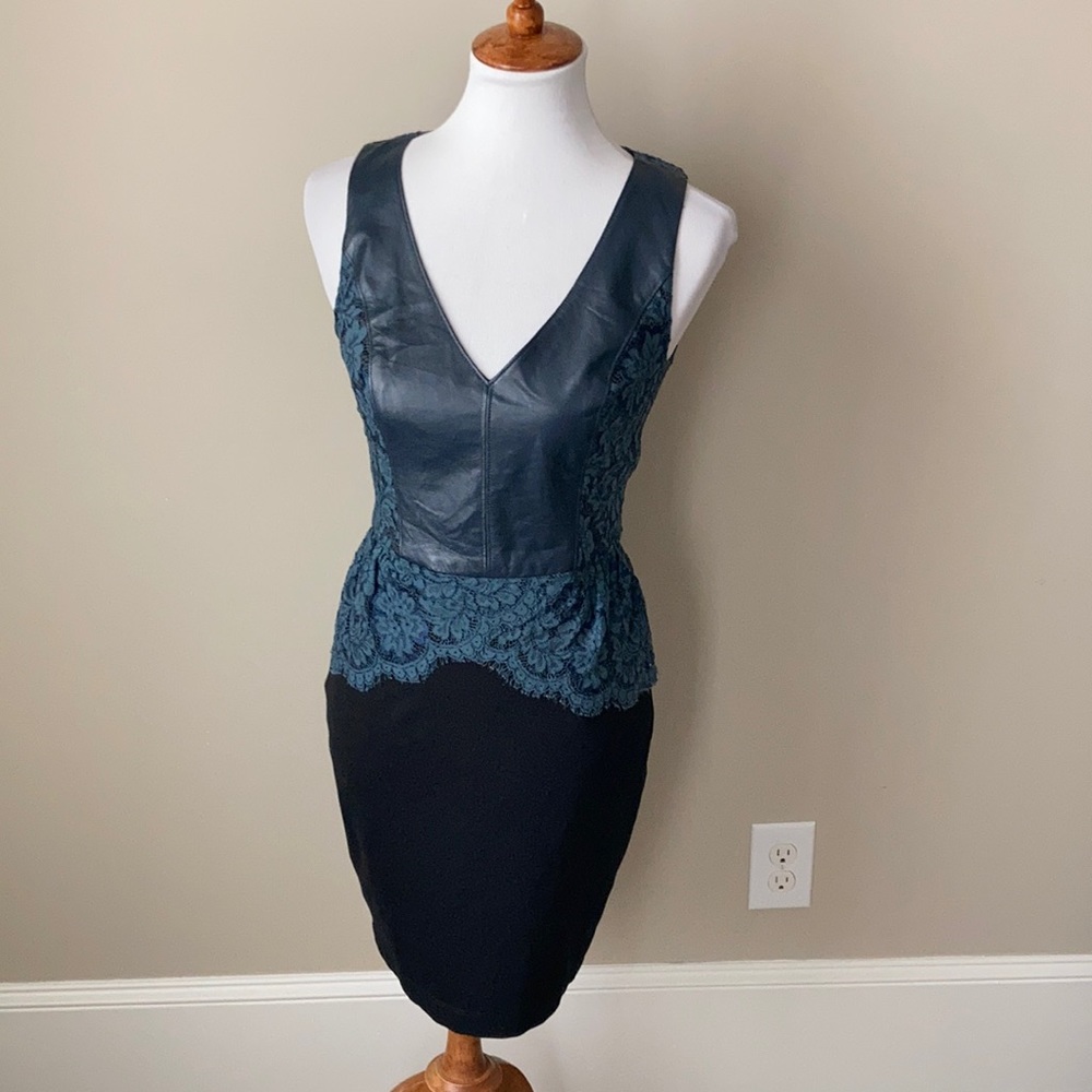 NWT single by Galina Dobilev leather and lace dress